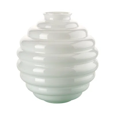 Pre-owned Venini 21st Century Deco Large Glass Vase In Milk-white By Napoleone Martinuzzi In Transparent