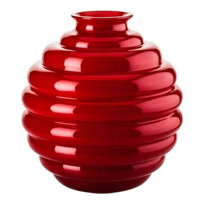 Pre-owned Venini 21st Century Deco Large Glass Vase In Red By Napoleone Martinuzzi