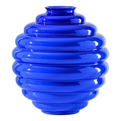 Pre-owned Venini 21st Century Deco Large Glass Vase In Sapphire By Napoleone Martinuzzi In Blue