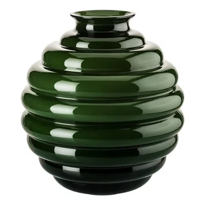 Pre-owned Venini 21st Century Deco Medium Glass Vase In Apple Green By Napoleone Martinuzzi