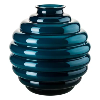 Pre-owned Venini 21st Century Deco Medium Glass Vase In Horizon By Napoleone Martinuzzi In Black