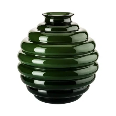 Pre-owned Venini 21st Century Deco Small Glass Vase In Apple Green By Napoleone Martinuzzi