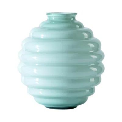 Pre-owned Venini 21st Century Deco Small Glass Vase In Green Rio By Napoleone Martinuzzi
