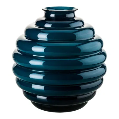 Pre-owned Venini 21st Century Deco Small Glass Vase In Horizon By Napoleone Martinuzzi In Black