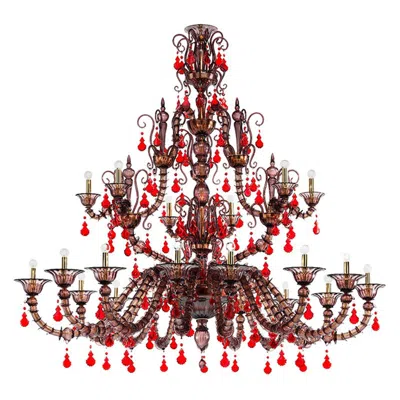 Pre-owned Venini 21st Century Diamantei Extra Large Chandeliers In Améthyste/red By  In Brown