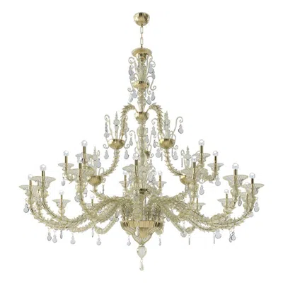 Pre-owned Venini 21st Century Diamantei Extra Large Chandeliers In Gold Leaf Crystal/crystal