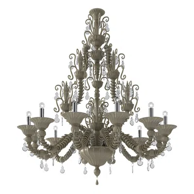 Pre-owned Venini 21st Century Diamantei Extra Large Chandeliers In Satin Grey By  In Gray