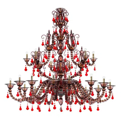Pre-owned Venini 21st Century Diamantei Large Chandeliers In Améthyste/red By  In Brown