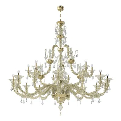 Pre-owned Venini 21st Century Diamantei Large Chandeliers In Gold Leaf Crystal/crystal By