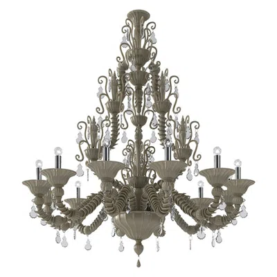 Pre-owned Venini 21st Century Diamantei Large Chandeliers In Satin Grey By  In Gray