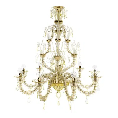 Pre-owned Venini 21st Century Diamantei Medium Chandeliers In Gold Leaf Crystal/crystal By