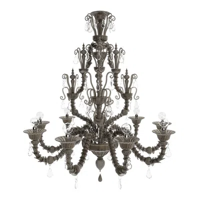 Pre-owned Venini 21st Century Diamantei Medium Chandeliers In Satin Grey By  In Gray