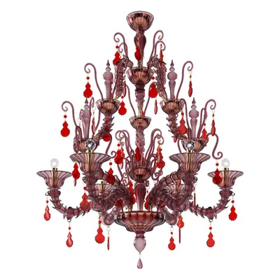 Pre-owned Venini 21st Century Diamantei Small Chandeliers In Améthyste / Red By
