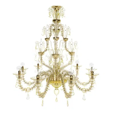 Pre-owned Venini 21st Century Diamantei Small Chandeliers In Gold Leaf Crystal/crystal By