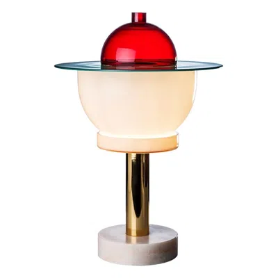 Pre-owned Venini 21st Century Ettore Sottsass Nopuram Table Lamp In Green/light Pink/red In White