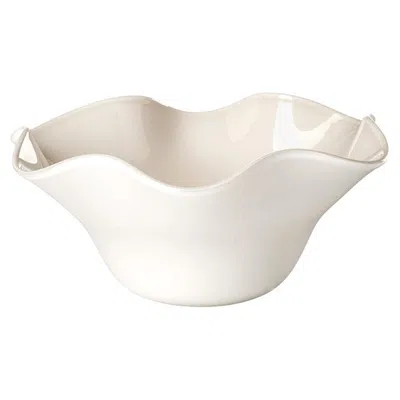 Pre-owned Venini 21st Century Fazzoletto Glass Bowl In Grey/milk-white By  In Sand