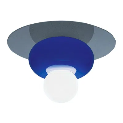 Pre-owned Venini 21st Century Firenze Flush Light In Crystal/sapphire By Ettore Sottsass In Purple