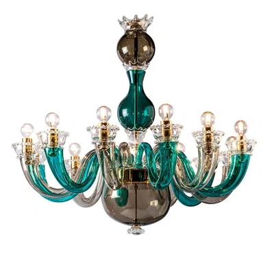 Pre-owned Venini 21st Century Gio Ponti 99.81 12-light Chandeliers In Green / Grey