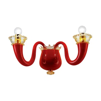 Pre-owned Venini 21st Century Gio Ponti 99.81 2-light Wall Sconce In Coral / Crystal In Red