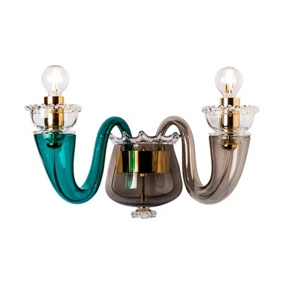 Pre-owned Venini 21st Century Gio Ponti 99.81 2-light Wall Sconce In Green/opalin Mole In Transparent
