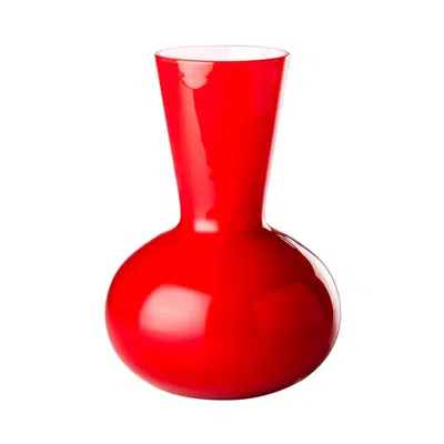 Pre-owned Venini 21st Century Idria Small Glass Vase In Milk-white/red By