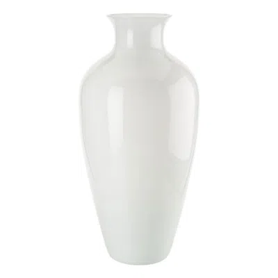 Pre-owned Venini 21st Century Labuan Glass Vase In Milk-white By  Riedizione In Transparent