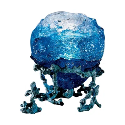 Pre-owned Venini 21st Century Mappamondi Table Lamp In Crystal/horizon/sapphire By Sandro Chia In Blue