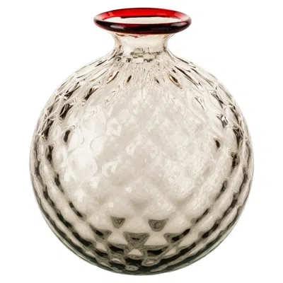 Pre-owned Venini 21st Century Monofiori Balloton Extra Large Glass Vase In Grey/red By  In Sand