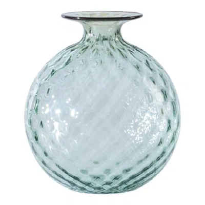 Pre-owned Venini 21st Century Monofiori Balloton Extra Small Glass Vase In Blood Red/green Rio In Blue