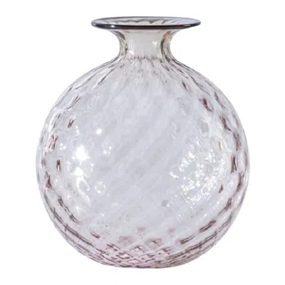 Pre-owned Venini 21st Century Monofiori Balloton Extra Small Glass Vase In Blood Red/rosa Cipria In Transparent