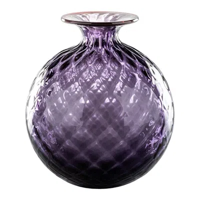 Pre-owned Venini 21st Century Monofiori Balloton Extra Small Glass Vase In Indigo/red By  In Transparent