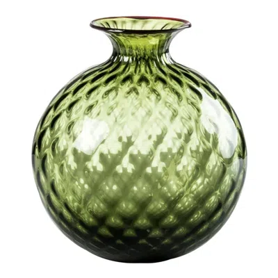 Pre-owned Venini 21st Century Monofiori Balloton Large Glass Vase In Apple Green By