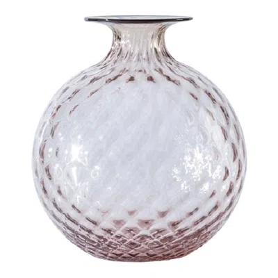 Pre-owned Venini 21st Century Monofiori Balloton Large Glass Vase In Blood Red/rosa Cipria In Transparent