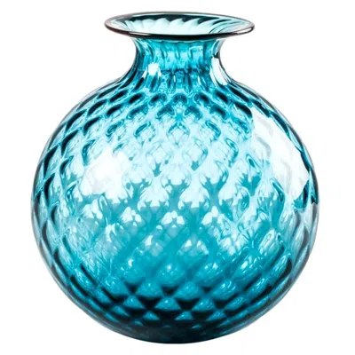 Pre-owned Venini 21st Century Monofiori Balloton Large Glass Vase In Horizon/red By  In Blue
