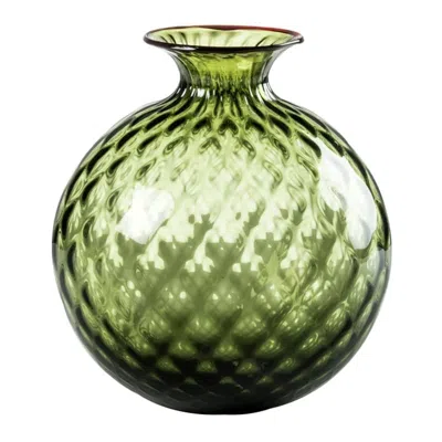 Pre-owned Venini 21st Century Monofiori Balloton Medium Glass Vase In Apple Green By