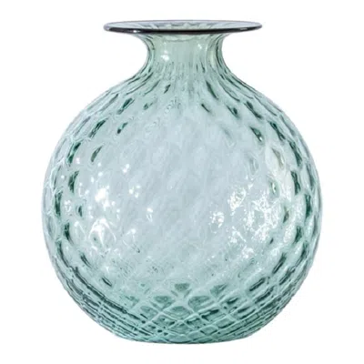Pre-owned Venini 21st Century Monofiori Balloton Medium Glass Vase In Blood Red/green Rio In Blue