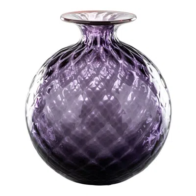 Pre-owned Venini 21st Century Monofiori Balloton Medium Glass Vase In Indigo/red By  In Transparent