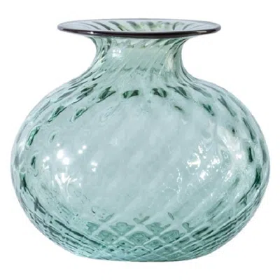 Pre-owned Venini 21st Century Monofiori Balloton Small Glass Vase In Blood Red/green Rio In Blue