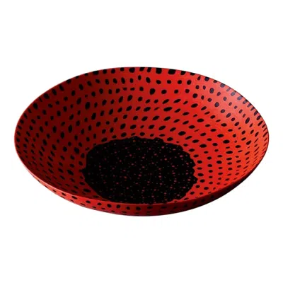 Pre-owned Venini 21st Century Murrine Opache Bowl In Black/coral By Carlo Scarpa
