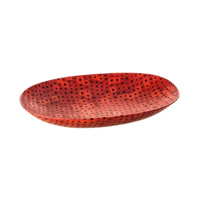 Pre-owned Venini 21st Century Murrine Opache Centerpiece In Black/coral By Carlo Scarpa In Red