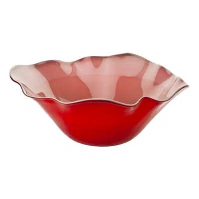 Pre-owned Venini 21st Century Narciso Large Glass Bowl In Grey/red By  In Pink