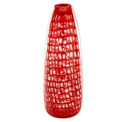Pre-owned Venini 21st Century Occhi Large Glass Vase In Coral/crystal By Tobia Scarpa In Red