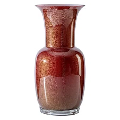 Pre-owned Venini 21st Century Opalino Large Glass Vase In Blood Red/rosa Cipria By  In Brown