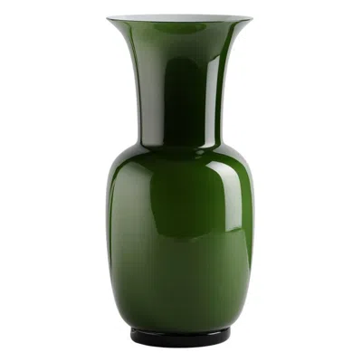 Pre-owned Venini 21st Century Opalino Medium Glass Vase In Apple Green By
