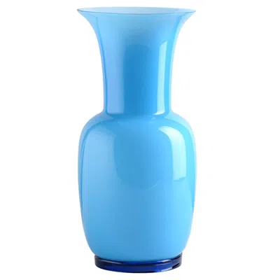 Pre-owned Venini 21st Century Opalino Medium Glass Vase In Aquamarine By  In Blue