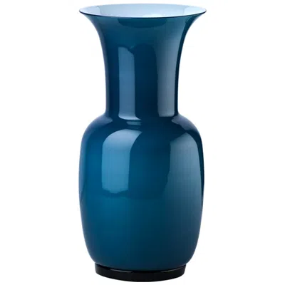 Pre-owned Venini 21st Century Opalino Medium Glass Vase In Horizon By  In Blue