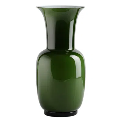 Pre-owned Venini 21st Century Opalino Small Glass Vase In Apple Green By
