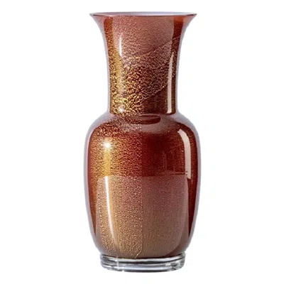 Pre-owned Venini 21st Century Opalino Small Glass Vase In Blood Red/rosa Cipria By  In Brown