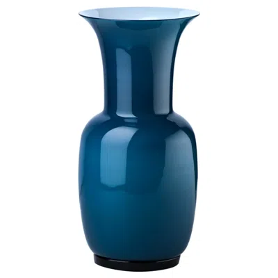 Pre-owned Venini 21st Century Opalino Small Glass Vase In Horizon By  In Blue