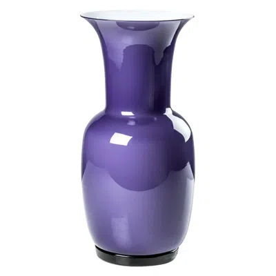 Pre-owned Venini 21st Century Opalino Small Glass Vase In Indigo By  In Blue